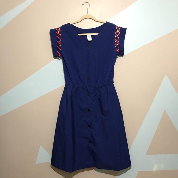 Altogether Fashions Dresses & Skirts - VINTAGE Blue A-Line Button Down Short Sleeve Dress
